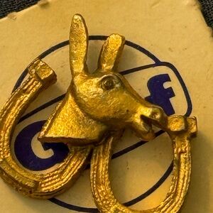 Gold tone Donkey Head Brooch